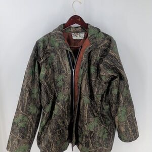Vintage Duck Bay Long Sleeve Full‎ Zip Rain Hunting Jacket Green Camouflage